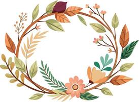 floral frame with branches and leafs icon vector illustration