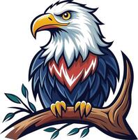 american eagle on a branch. Vector illustration