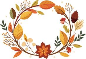 bautumn frame with leafs and flower decorative vector illustration