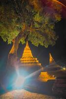 Landscape Historical Park in Thailand at night. The ancient temple that presents humans is located in Thailand's  Historic City. World Heritage. photo