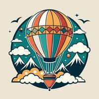 Hot air balloon in the sky with clouds . illustration. vector