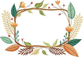 floral frame with branches and leafs icon vector illustration