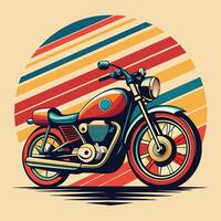 Vintage motorcycle on a background of stripes. Vector illustration in retro style.