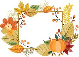 autumn frame with leafs and pumpkin decorative vector illustration desing