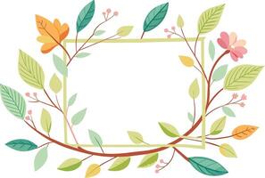 floral frame with branches and leafs icon vector illustration