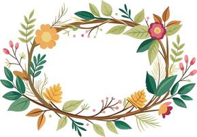 floral frame with branches and leafs icon vector illustration