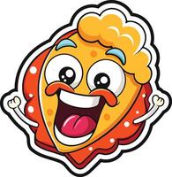 a cartoon character with a funny face and mouth open. vector