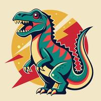 Cartoon dinosaur vector illustration for t-shirt design or poster.