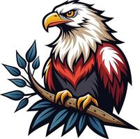 Eagle on a branch. Vector illustration of an american eagle.