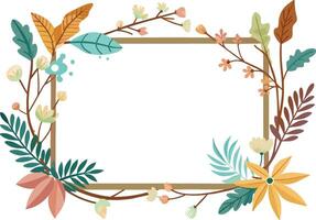 frame with flowers and leafs decorative icon vector illustration design
