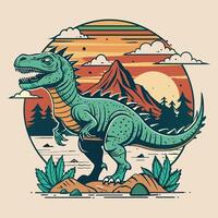 dinosaur in the landscape, vector illustration, t-shirt design