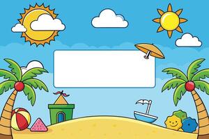 Beach Landscape with Frame for Copy Space - Vector Illustration