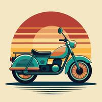 Vintage motorcycle on a background of stripes. Vector illustration in retro style.