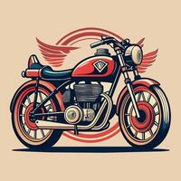 Vintage custom motorcycle with wings. Vector illustration in retro style.