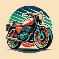 Vintage motorcycle on a background of stripes. Vector illustration in retro style.