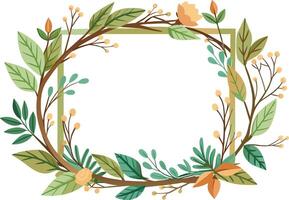 floral frame with branches and leafs icon vector illustration