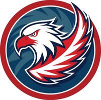 Eagle head with wings. Vector illustration for sport team logo, t-shirt print