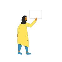 Woman holding a banner. vector