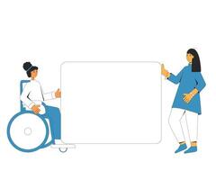 dos mujer participación blanco bandera. vector