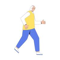 Runner. Jogger. Elderly man do exercise. vector