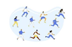 Marathon. Running people. Different runners marathon vector