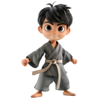 AI generated 3D Rendering of a Cartoon of Chinese Karate Man on Transparent Background - Ai Generated png