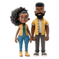 ai gerado 3d Renderização do uma desenho animado do feliz fofa casal em pé em transparente fundo - ai gerado png