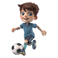 ai generado 3d representación de un dibujos animados de chico jugando fútbol americano en transparente antecedentes - ai generado png