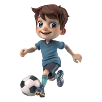 AI generated 3D Rendering of a Cartoon of Boy Playing Football on Transparent Background - Ai Generated png