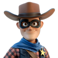 ai generiert 3d Rendern von ein Karikatur von Cowboy auf transparent Hintergrund - - ai generiert png