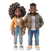 ai gerado 3d Renderização do uma desenho animado do feliz fofa casal em pé em transparente fundo - ai gerado png