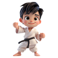 ai gegenereerd 3d renderen van een tekenfilm van Chinese karate Mens Aan transparant achtergrond - ai gegenereerd png