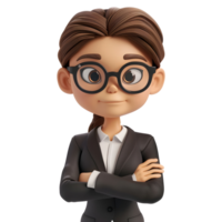 AI generated 3D Rendering of a Cartoon of Business Woman Standing with Crossed Arms on Transparent Background - Ai Generated png