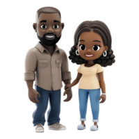 ai gerado 3d Renderização do uma desenho animado do feliz fofa casal em pé em transparente fundo - ai gerado png