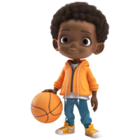 AI generated 3D Rendering of a Cartoon of Boy Playing Basketball on Transparent Background - Ai Generated png