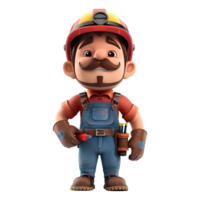 AI generated 3D Rendering of a Cartoon of Construction Worker on Transparent Background - Ai Generated png