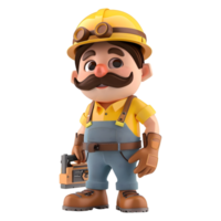 AI generated 3D Rendering of a Cartoon of Construction Worker on Transparent Background - Ai Generated png