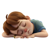 ai generado 3d representación de un dibujos animados de hombre dormido en transparente antecedentes - ai generado png