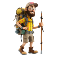 AI generated 3D Rendering of a Cartoon of Traveler Boy with Bag pack on Transparent Background - Ai Generated png