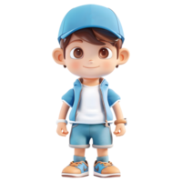 AI generated 3D Rendering of a Cartoon of Cute Boy Wearing Cap and Standing on Transparent Background - Ai Generated png