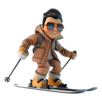 AI generated 3D Rendering of a Cartoon of Young Boy Skating on Ice on Transparent Background - Ai Generated png