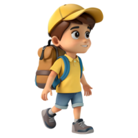 AI generated 3D Rendering of a Cartoon of Traveler Boy with Bag pack on Transparent Background - Ai Generated png