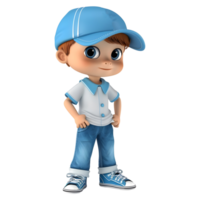 AI generated 3D Rendering of a Cartoon of Cute Boy Wearing Cap and Standing on Transparent Background - Ai Generated png