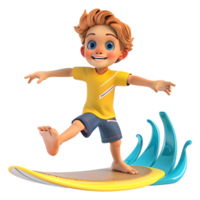 AI generated 3D Rendering of a Cartoon of Boy Skating on Water on Transparent Background - Ai Generated png