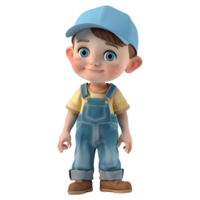 AI generated 3D Rendering of a Cartoon of Cute Boy Wearing Cap and Standing on Transparent Background - Ai Generated png