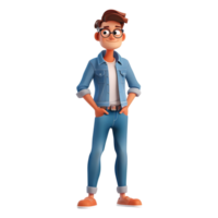 ai gerado 3d Renderização do uma desenho animado do fofa jovem Garoto em pé em transparente fundo - ai gerado png