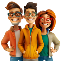 AI generated 3D Rendering of a Cartoon of Happy Family Standing on Transparent Background - Ai Generated png