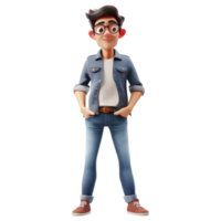 ai gerado 3d Renderização do uma desenho animado do fofa jovem Garoto em pé em transparente fundo - ai gerado png