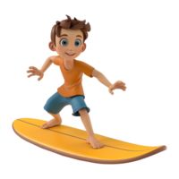 ai generato 3d interpretazione di un' cartone animato di ragazzo pattinando su acqua su trasparente sfondo - ai generato png