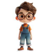 AI generated 3D Rendering of a Cartoon of Cute Young Boy Standing on Transparent Background - Ai Generated png